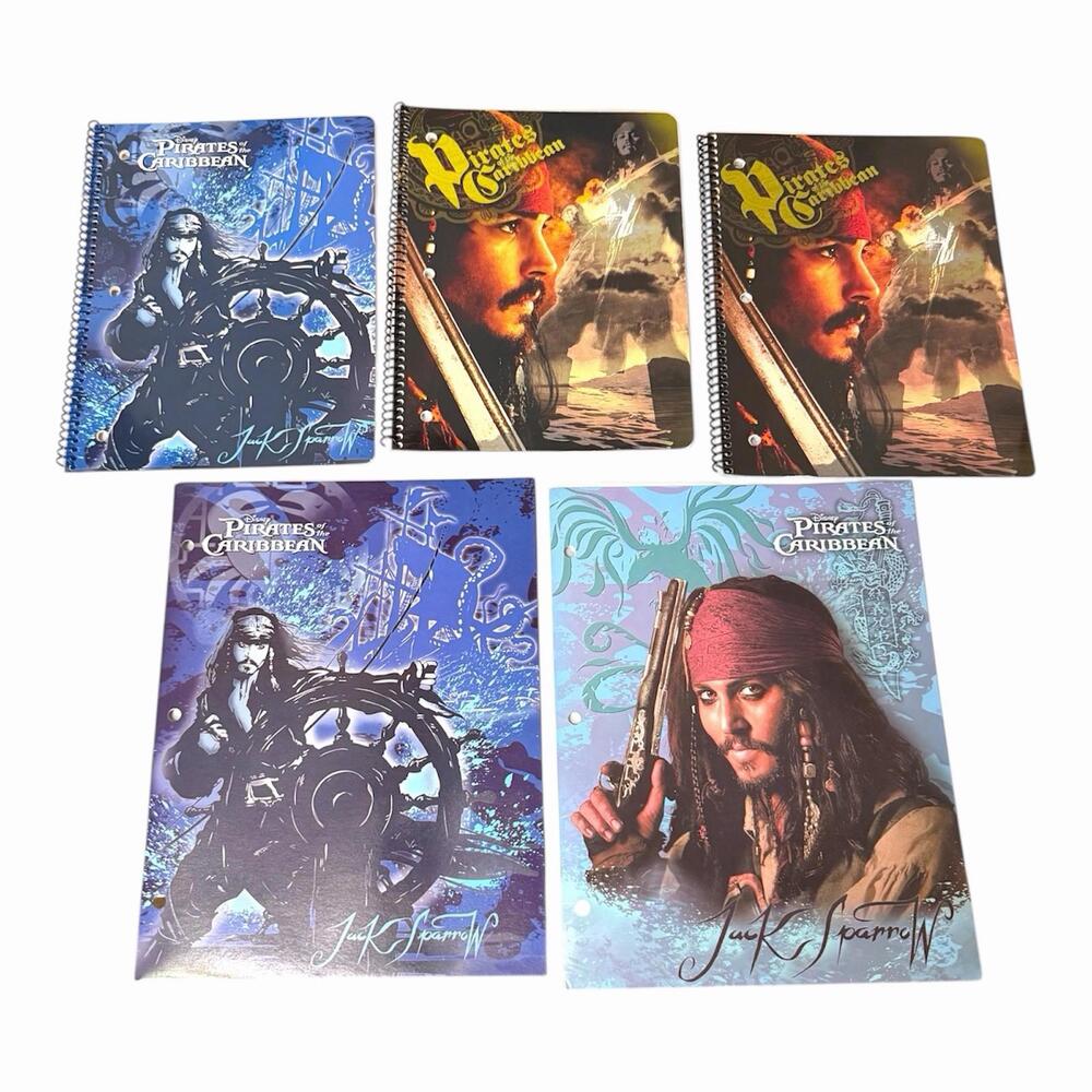 NEW Pirates of the Caribbean 2007 Deadstock Lot Bundle 3 Notebooks & 2 Folders